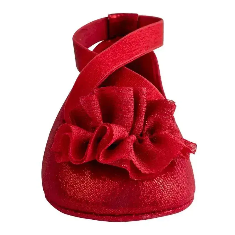 Baby Deer - Red Shimmer Pu One-Strap Skimmer W/Shimmer Chiffon Flower Orn - Image 2