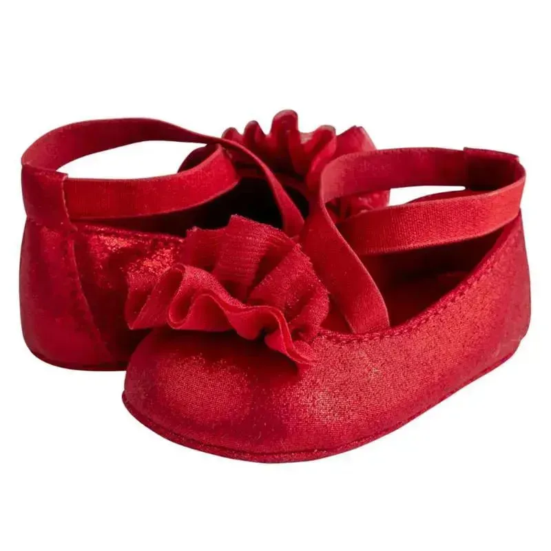 Baby Deer - Red Shimmer Pu One-Strap Skimmer W/Shimmer Chiffon Flower Orn - Image 3