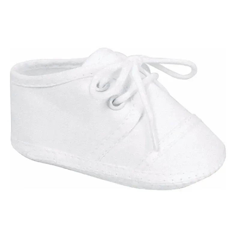 Baby Deer - Trimfoot Crib Shoes Boy Broadcloth Oxford, White