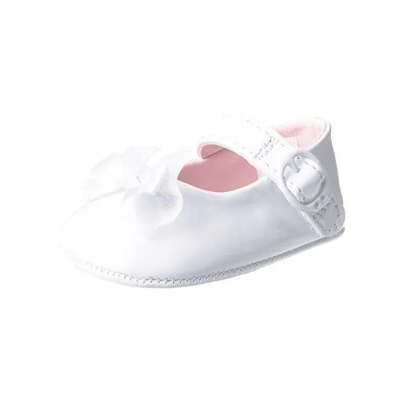 Baby Deer - Trimfoot Girl Waddle Dressy Shoes With Fancy Bow, White