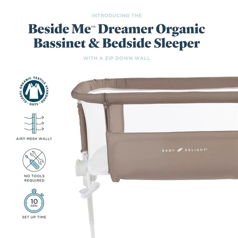Baby Delight - Beside Me Dreamer Bassinet, 6-Position Height Adjustment, Organic Mocha - Image 3