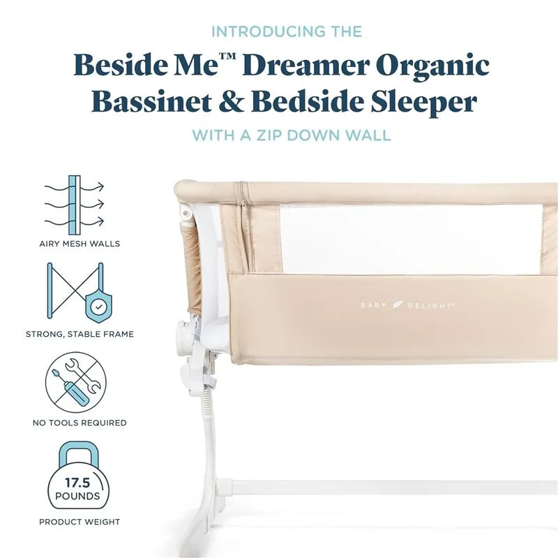 Baby Delight - Beside Me Dreamer Bassinet, 6-Position Height Adjustment, Organic Oat - Image 4