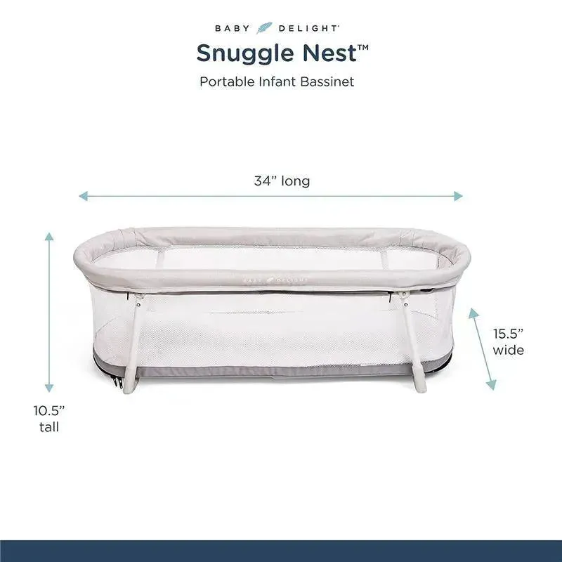 Baby Delight - The Snuggle Nest Portable Bassinet, Driftwood Grey - Image 2