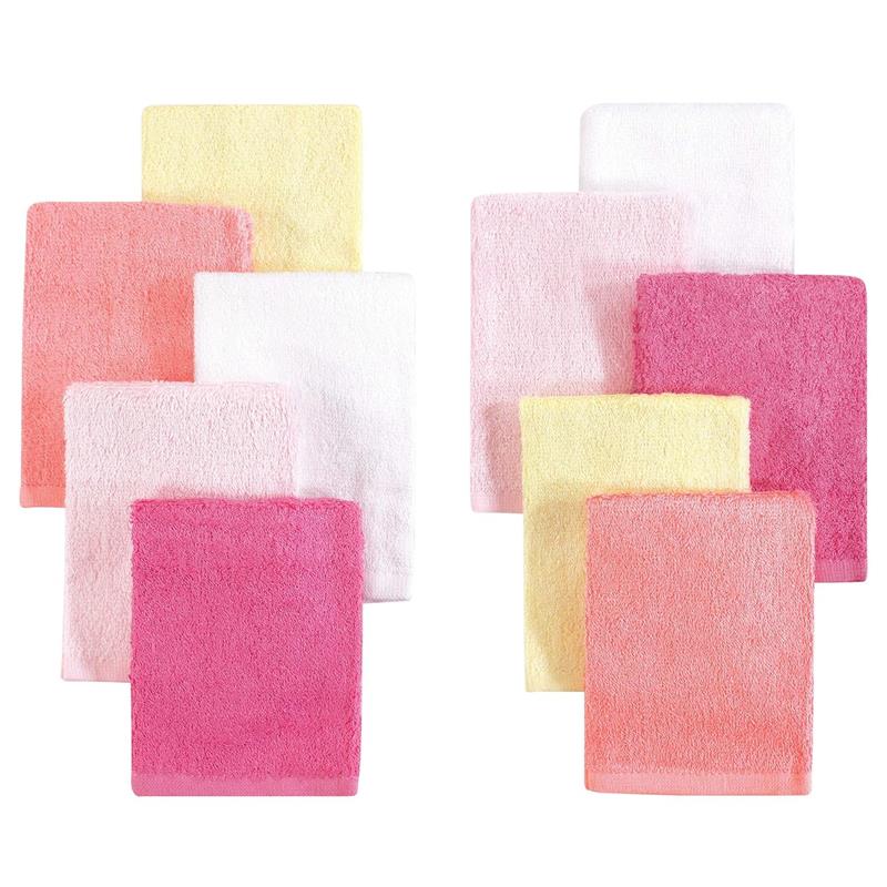 Baby Vision - 10Pk Bamboo Luxurious Washcloths, Pink/Yellow
