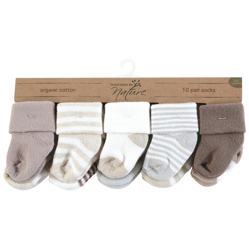 Baby Vision 10Pk Organic Terry Socks 10Pk, Neutral Stripes - Image 2