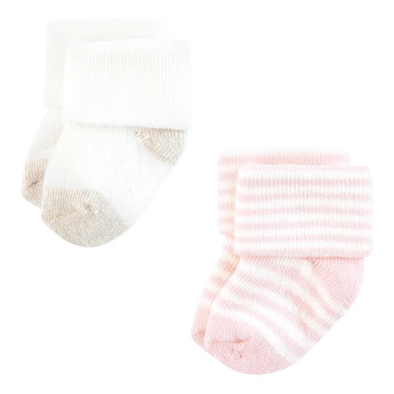 Baby Vision 10Pk Organic Terry Socks, Soft Pink Dot Stripe - Image 5