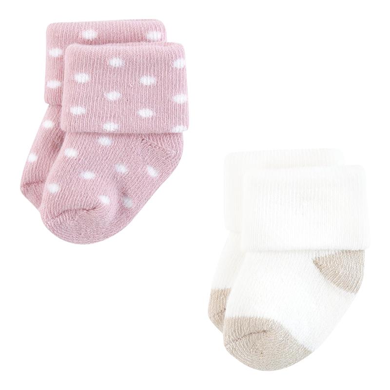 Baby Vision 10Pk Organic Terry Socks, Soft Pink Dot Stripe - Image 6