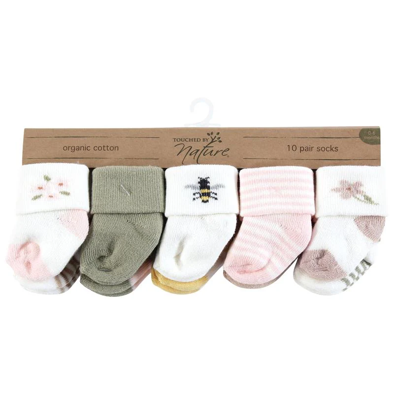 Baby Vision 10Pk Organic Terry Socks Soft Wildflower - Image 2