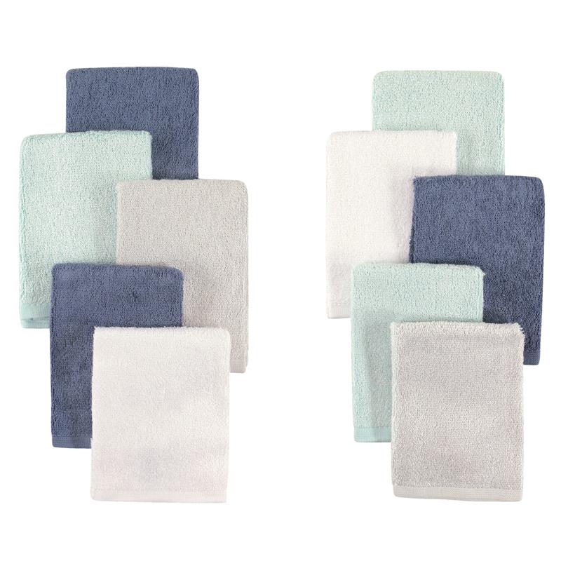 Baby Vision - 10Pk Rayon From Bamboo Washcloth, Denim/Mint