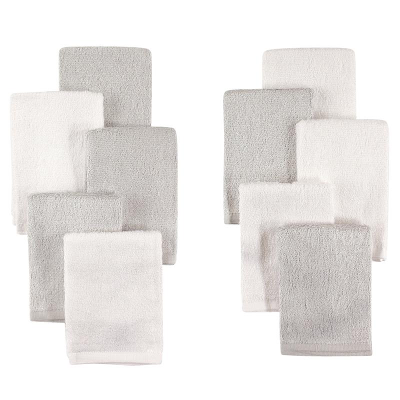 Baby Vision - 10Pk Rayon From Bamboo Washcloth, Gray/White