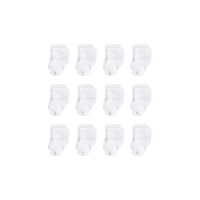 Baby Vision - 12Pk Baby Unisex Terry Socks, White, 6/12M