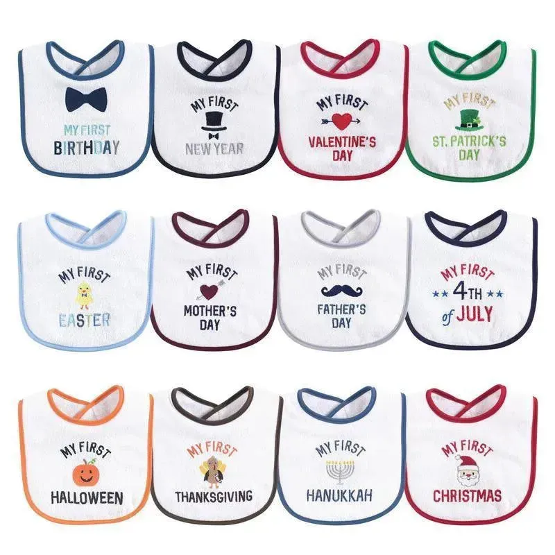 Baby Vision - 12Pk Fiber Filled Holiday Bibs One Size Holiday