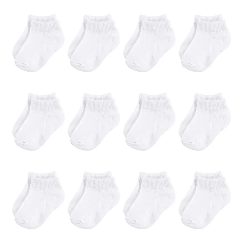 Baby Vision 12Pk Girls Organic Cotton Casual Sock, White