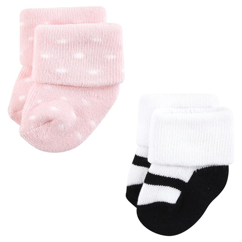 Baby Vision 12Pk Terry Socks Mom & Dad Girl Pink/Black - Image 8