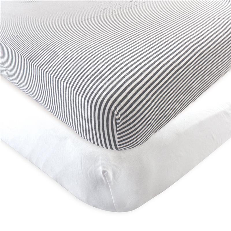 Baby Vision 2Pk Nature Organic Cotton Crib Sheet, White Heather Charcoal, One Size