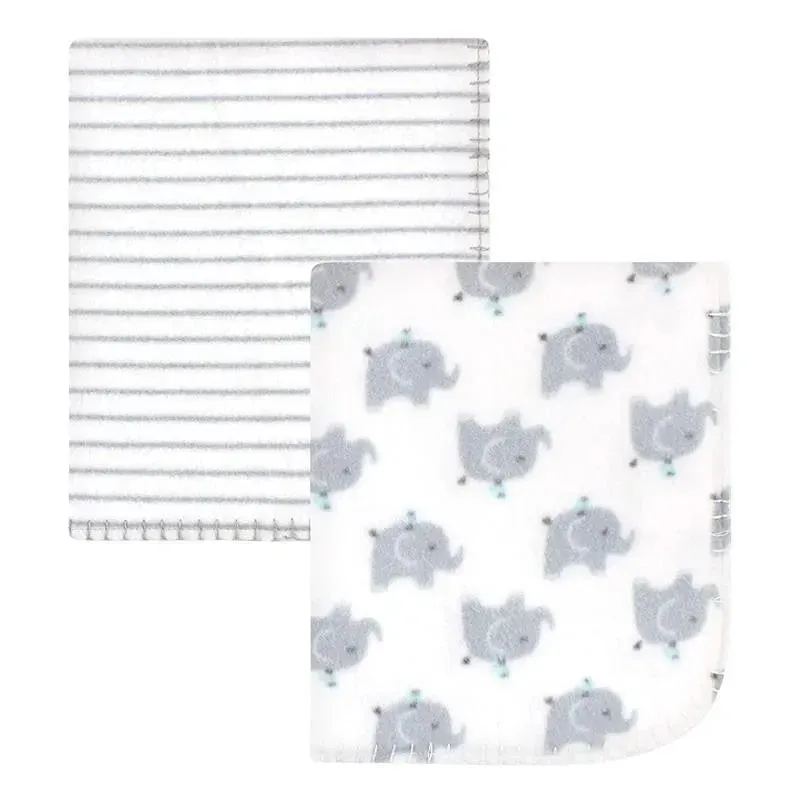 Baby Vision 2Pk Printed Fleece Blanket, Elephants
