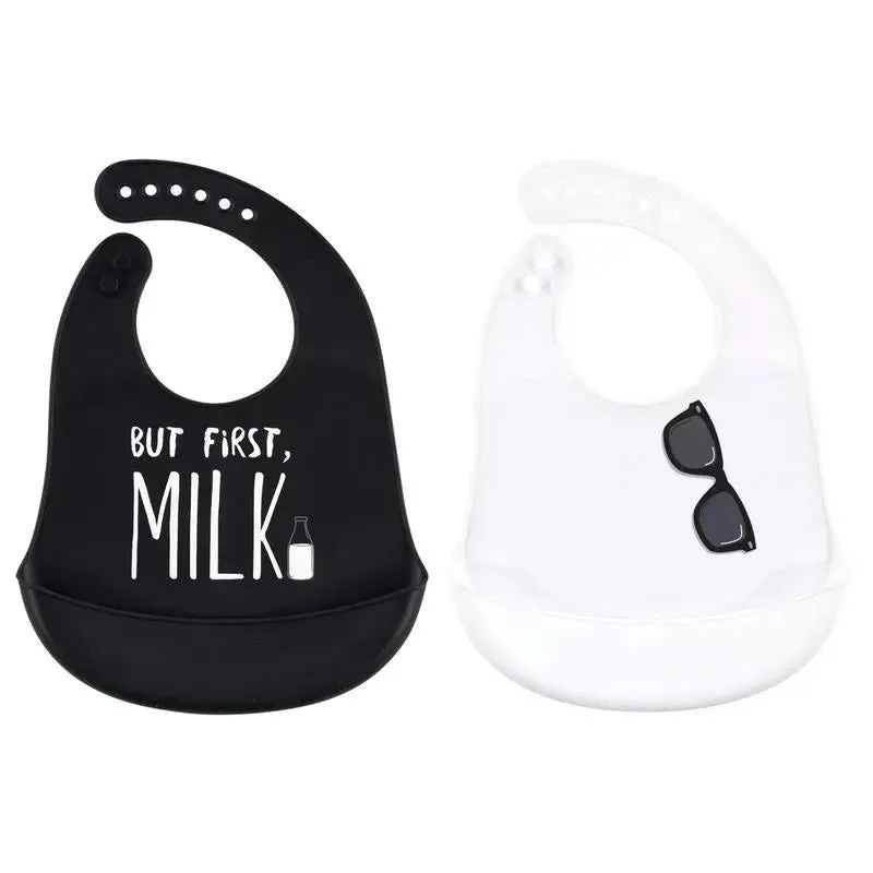 Baby Vision - 2Pk Silicone Bibs One Size But First Milk