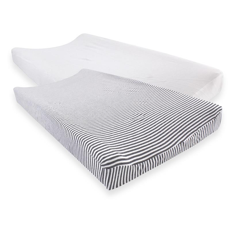 Baby Vision 2Pk Unisex Baby Organic Cotton Changing Pad Cover, White Heather Charcoal, One Size