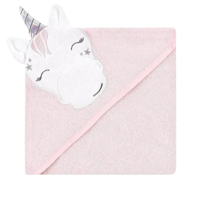 Baby Vision - 3Pk Hudson Baby Cotton Rich Hooded Towels, Pink Unicorn - Image 3