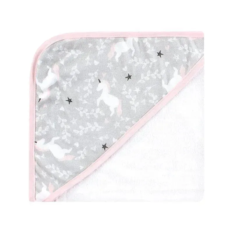 Baby Vision - 3Pk Hudson Baby Cotton Rich Hooded Towels, Pink Unicorn - Image 4