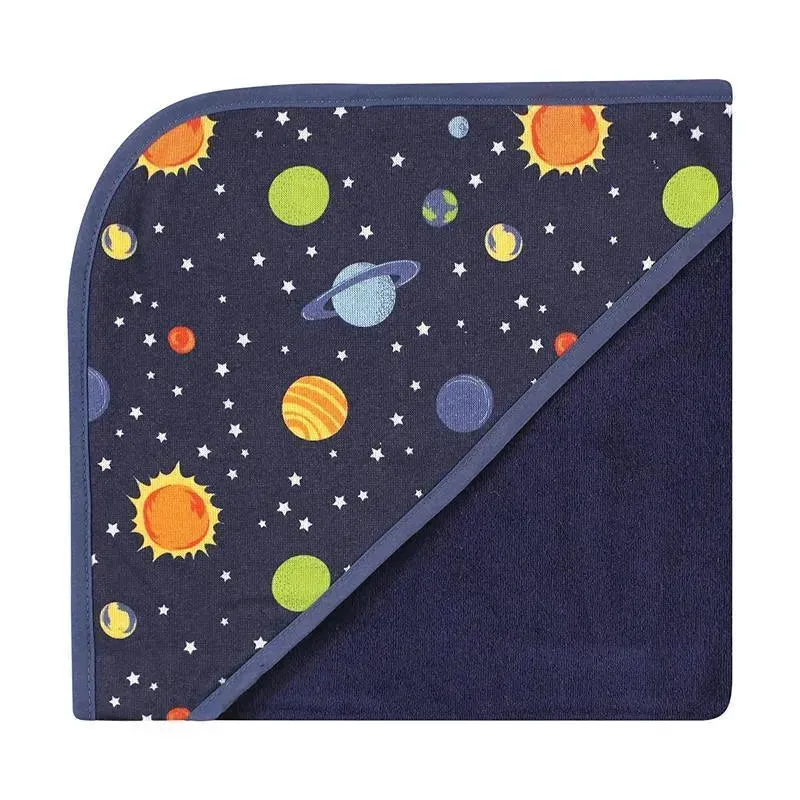 Baby Vision - 3Pk Hudson Baby Cotton Rich Hooded Towels, Solar System - Image 3