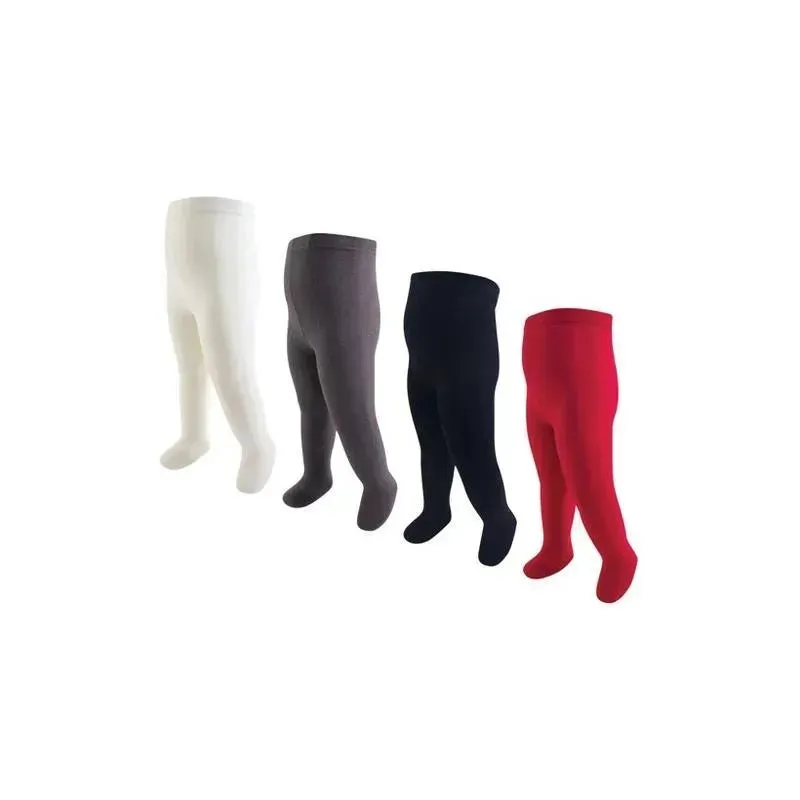 Baby Vision - 4Pk Baby Girl Cotton Tights, Red/Navy