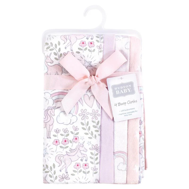 Baby Vision 4Pk Flannel Burp Cloth, Dreamy Unicorn - Image 2