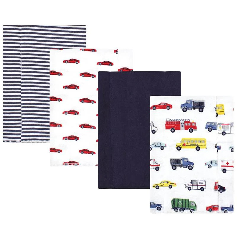 Baby Vision - 4Pk Flannel Burp Cloth, Going Places