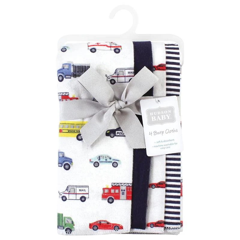 Baby Vision - 4Pk Flannel Burp Cloth, Going Places - Image 6