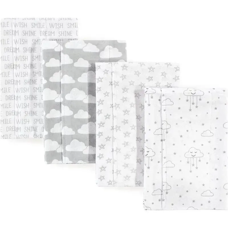 Baby Vision - Hudson Baby Unisex Baby Cotton Flannel Burp Cloths, Gray Clouds, One Size