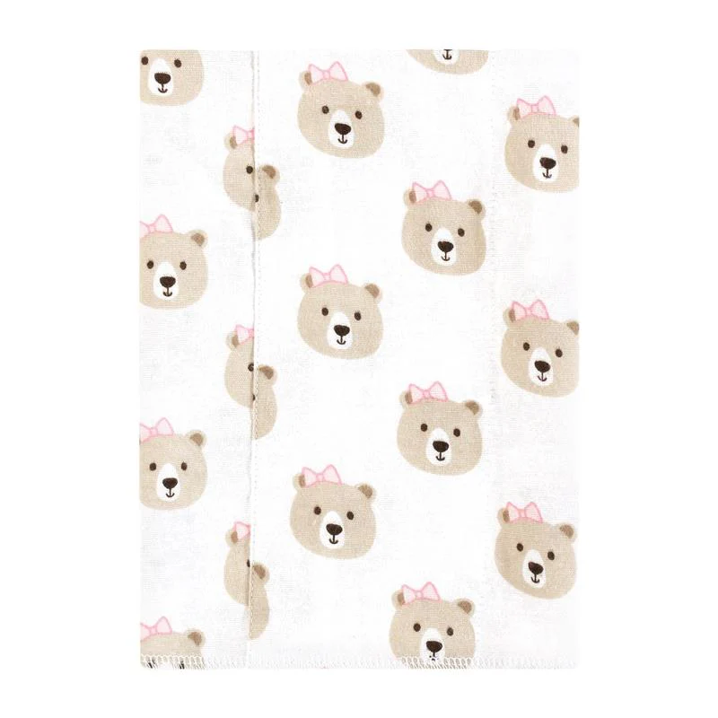 Baby Vision - 4Pk Flannel Burp Cloth Pink Taupe Bear - Image 3
