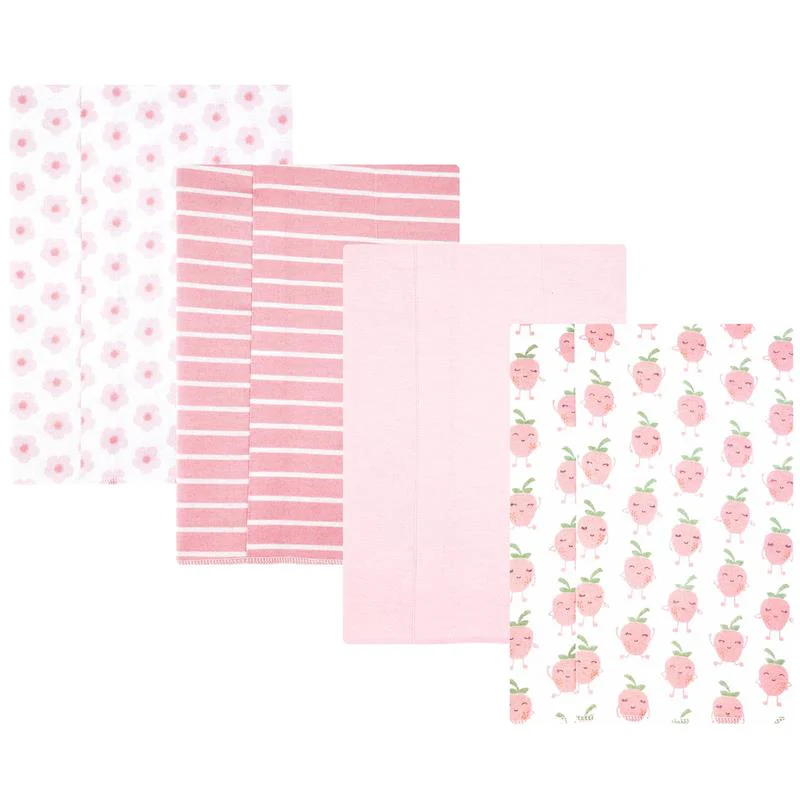Baby Vision 4Pk Flannel Burp Cloths Happy Strawberries