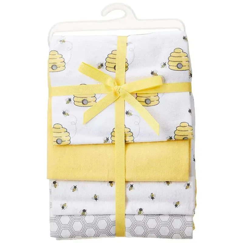 Baby Vision 4Pk Flannel Receiving Blanket, Bee - Image 2
