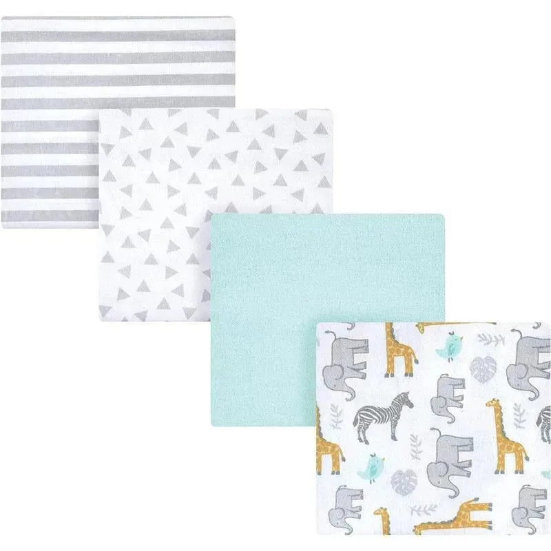 Baby Vision - 4Pk Flannel Receiving Blankets, Yellow Safari