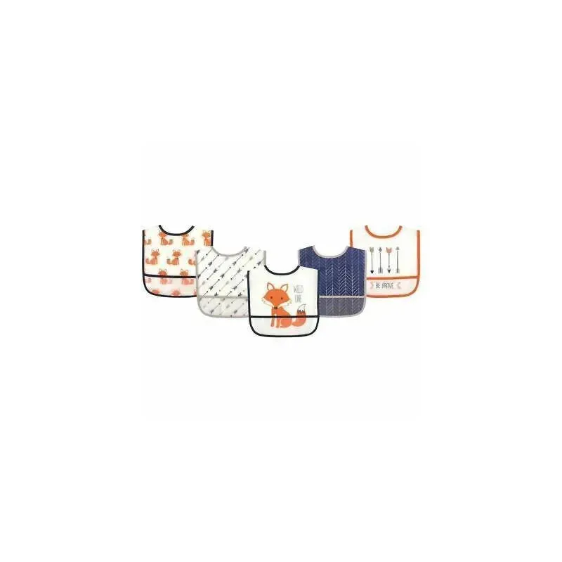 Baby Vision - 5Pk Baby Boy Waterproof PEVA Bibs, Fox