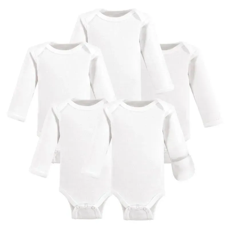 Baby Vision - 5Pk Baby Unisex Long Sleeve Bodysuit, Preemie, White