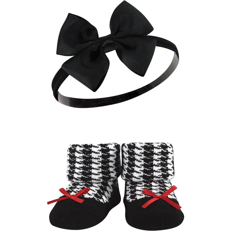 Baby Vision 6Pk Headband & Sock Set, Red Houndstooth - Image 2