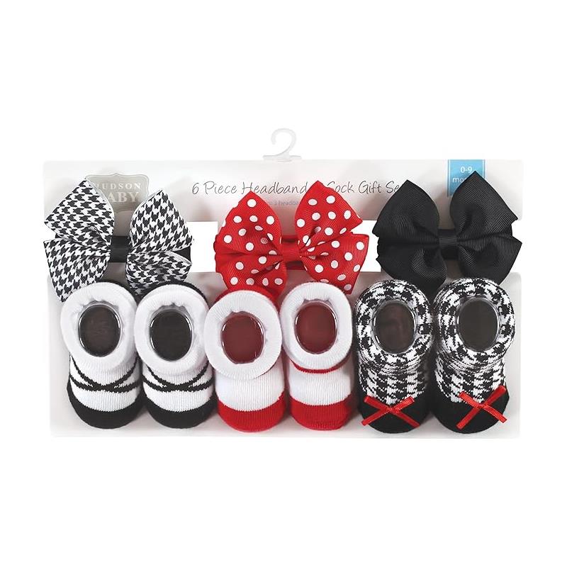 Baby Vision 6Pk Headband & Sock Set, Red Houndstooth - Image 5