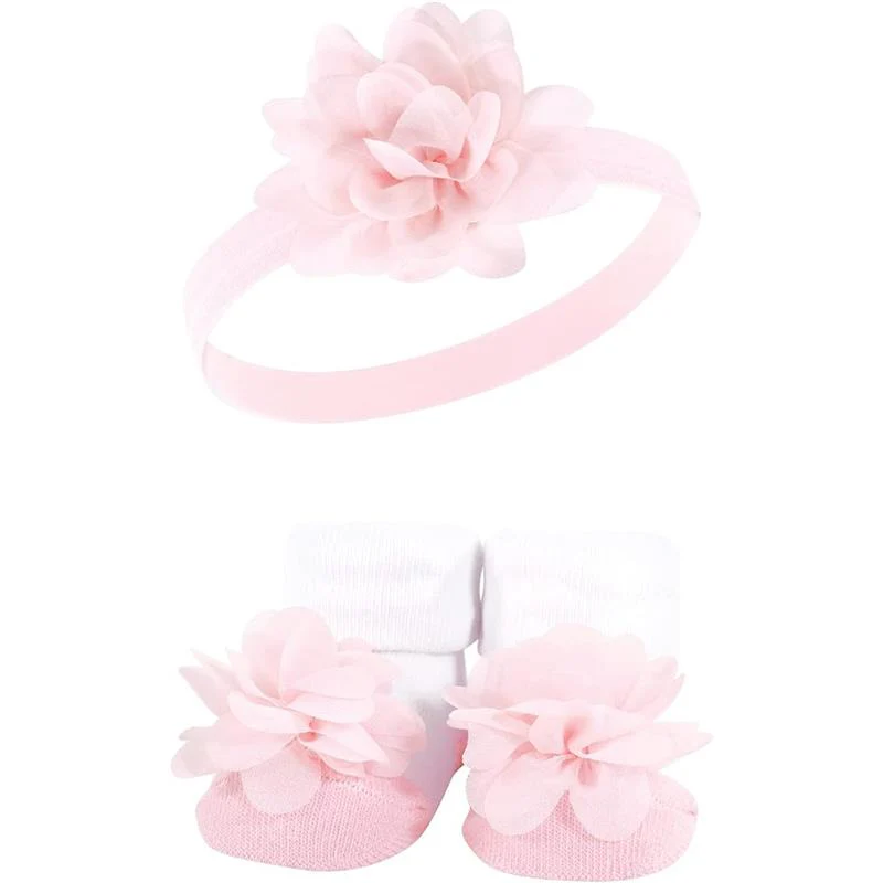 Baby Vision 6Pk Headband & Socks, Pink/Charcoal - Image 3