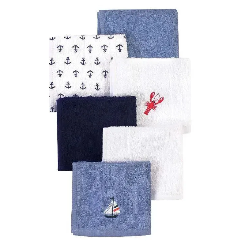 Baby Vision - 6Pk Hudson Baby Unisex Baby Super Soft Cotton Washcloths, Lobster