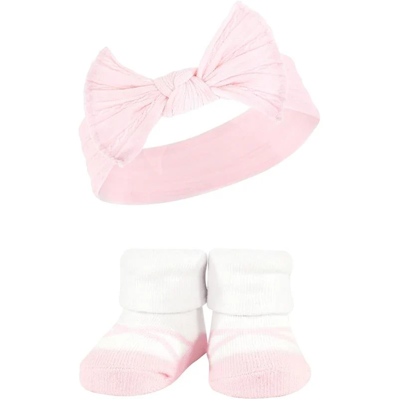 Baby Vision 6Pk Knit Headband & Sock Set, Pink Taupe - Image 2