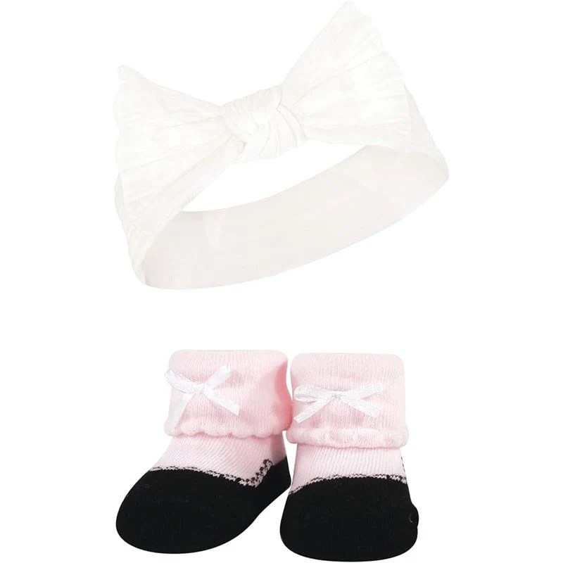 Baby Vision 6Pk Knit Headband & Sock Set, Pink Taupe - Image 3