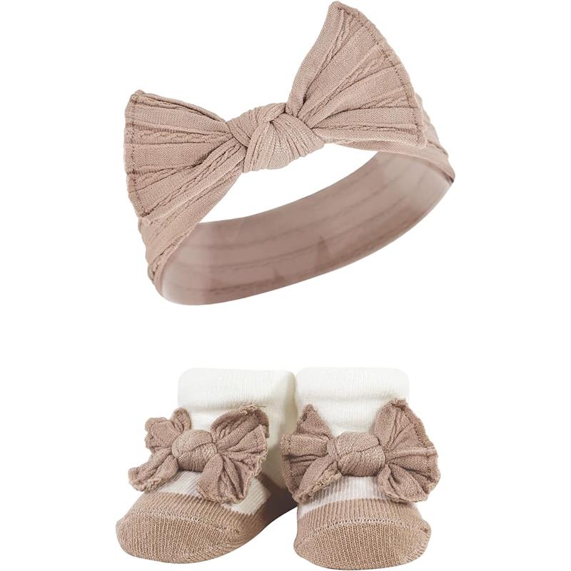 Baby Vision 6Pk Knit Headband & Sock Set, Pink Taupe - Image 4