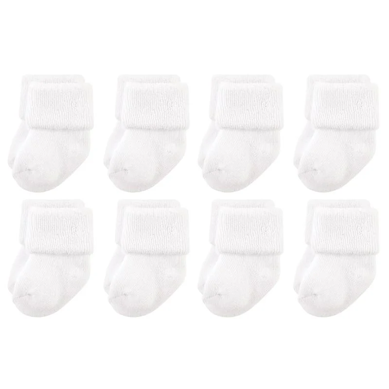 Baby Vision 8Pk Baby Newborn and Baby Terry Socks White