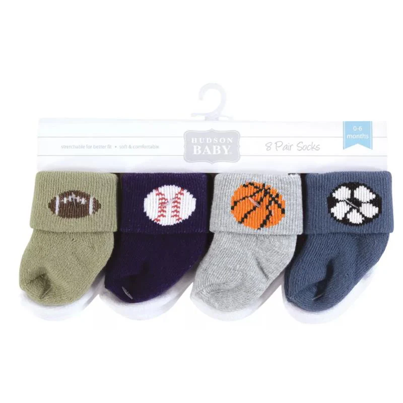 Baby Vision 8Pk Infant Boys Cotton Rich Newborn & Terry Socks - Image 2
