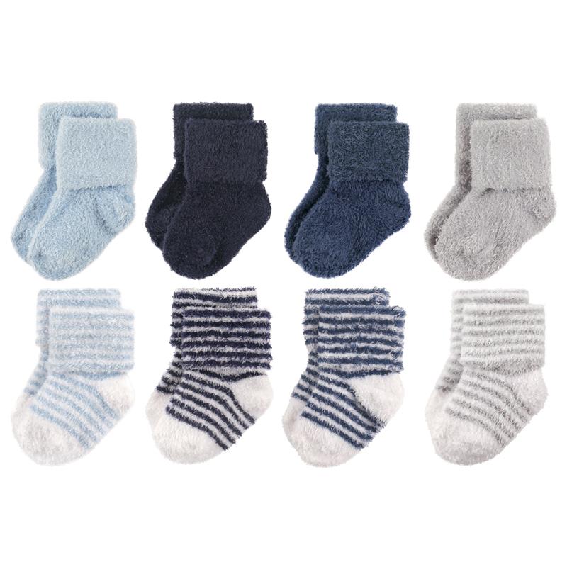 Baby Vision 8Pk Unisex Cotton Rich Newborn and Terry Socks, Boy Stripe