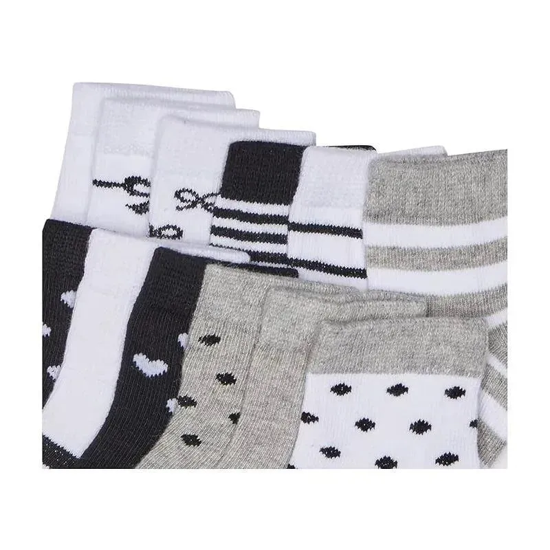 Baby Vision - 12Pk Baby Girl Gray & Black Cotton Socks - Image 2