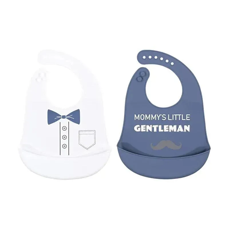 Baby Vision Baby Silicone Bibs, One Size Mommy's Little Gentleman (2PK)