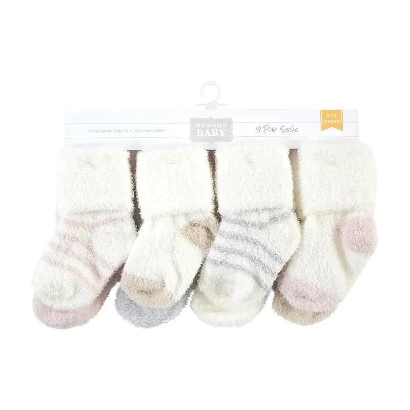 Baby Vision - Chenille Socks 8Pk, Pink Neutral Stripe - Large - Image 3