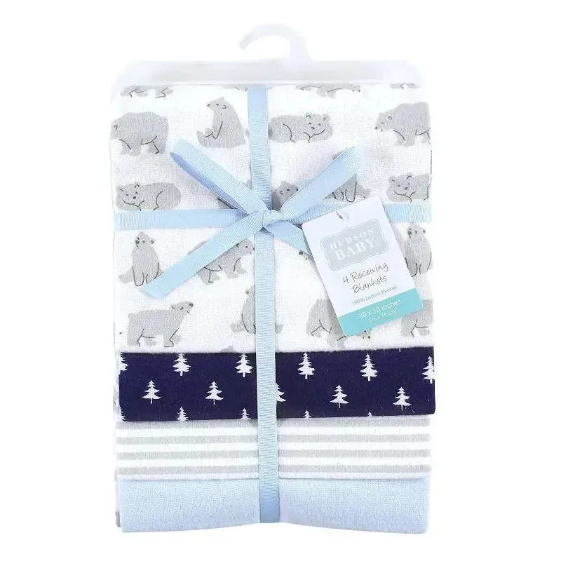 Baby Vision - Hudson Baby Cotton Flannel Receiving Blankets, Bear Poses - Image 2